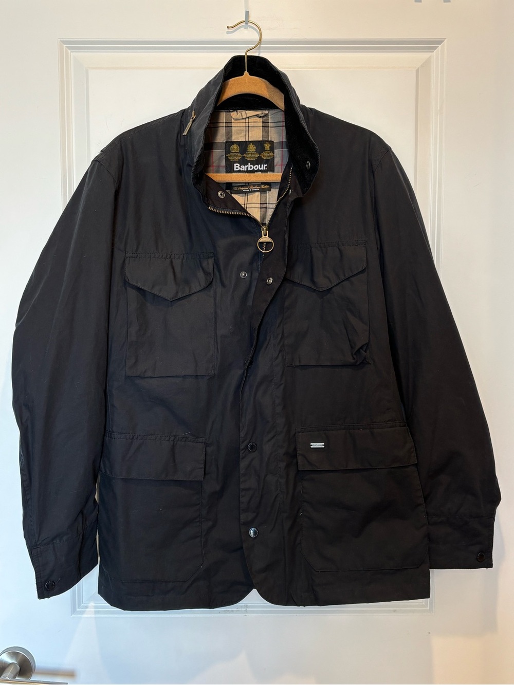Barbour Waxed Jacket L Blue Men's Tailored Sapper Lightweight Field Rain Coat